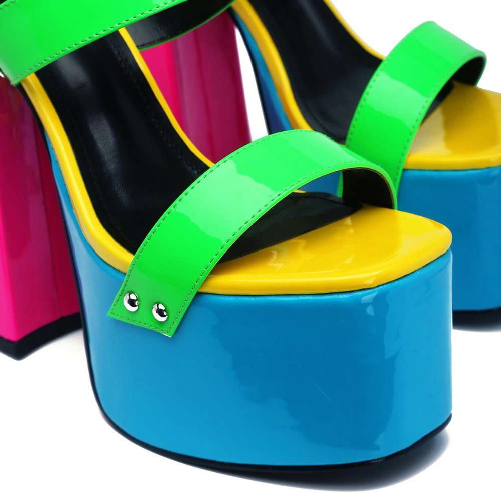 NEW🔥 Open Toe Chunky Platform Heel Mules Sandals - Picture 5 of 5